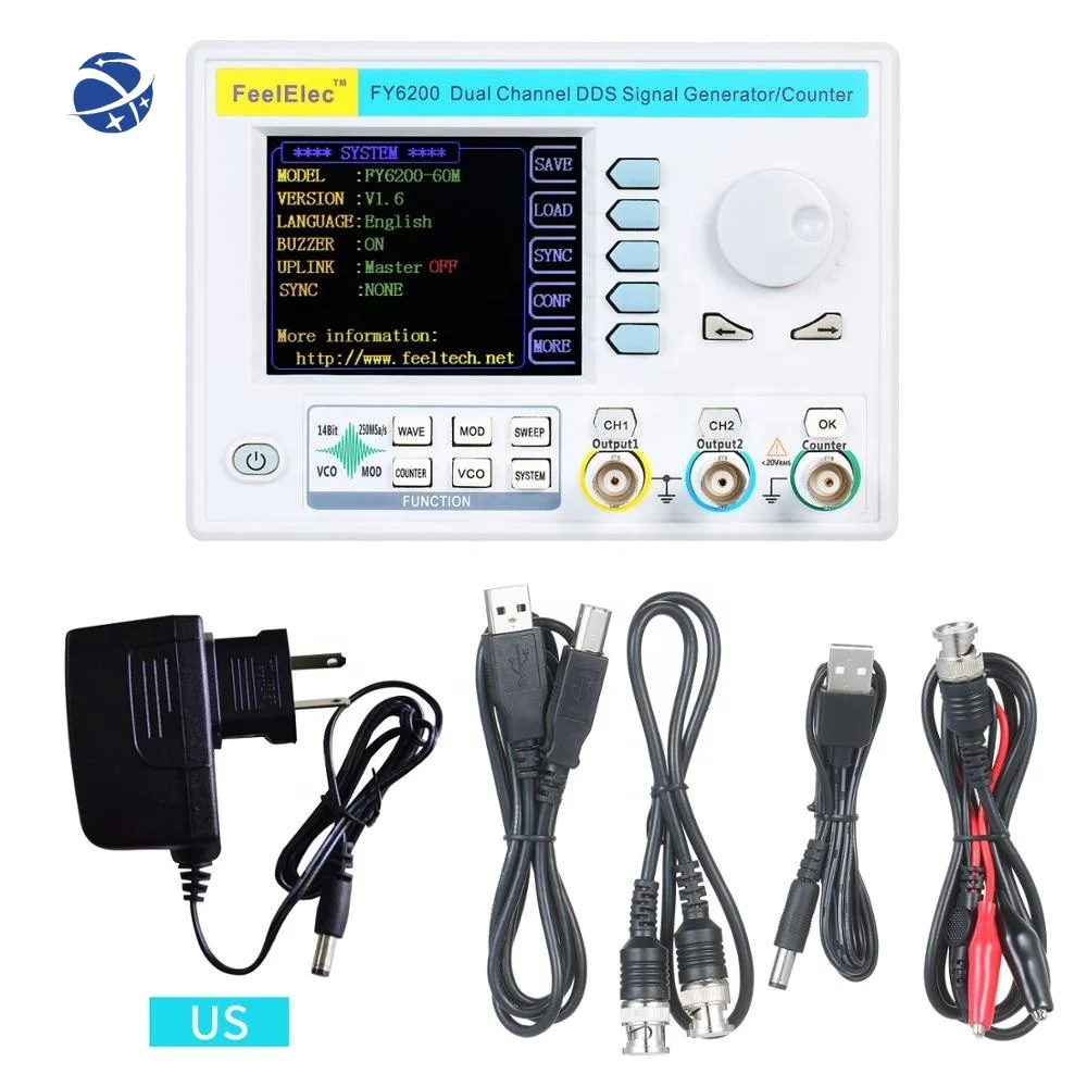 

Signal Generator DDS Arbitrary Waveform FY6200-60M Signal Source Frequency Counter Dual Channel