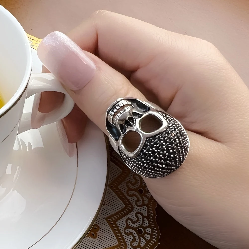 925 Sterling Silver Skull Ring,New Europe Style Heart Rebel Street Good Jewerly For Men & Women Gift Super Deals