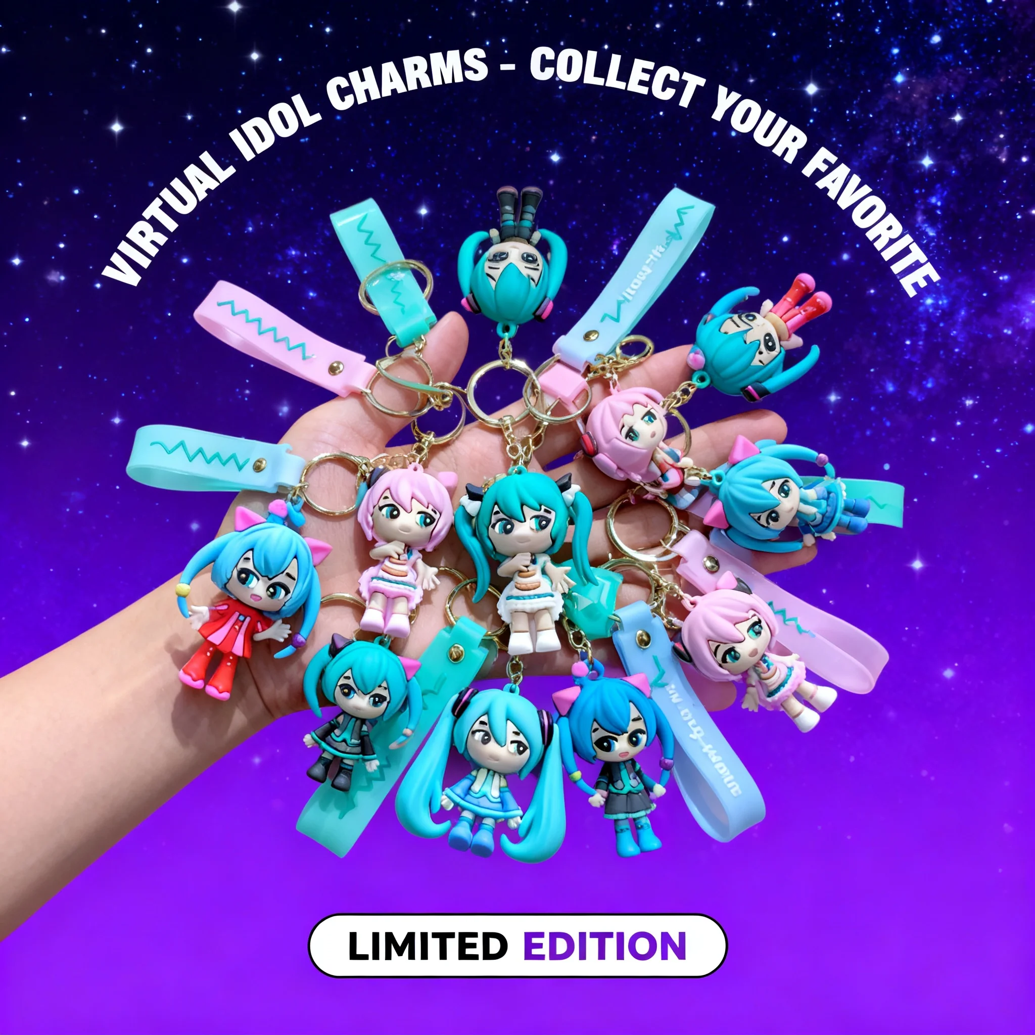 

Anime Hatsune Miku Keychain Cartoon Figure Girls Bag Charm Doll Machine Gift Wholesale Cute Collectible Cosplay Accessory