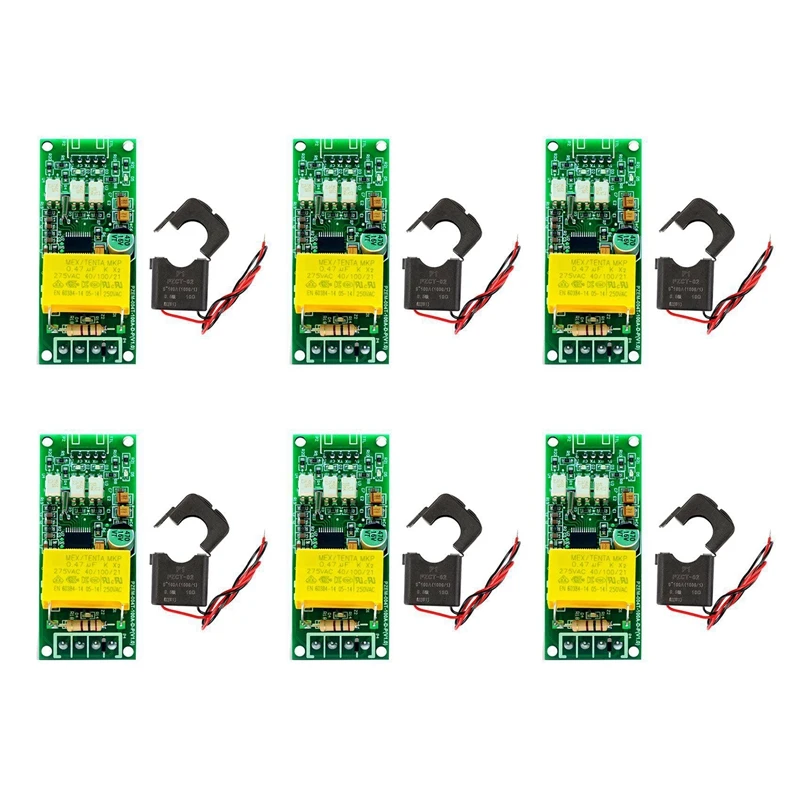 6X 100A PZEM 004T Version Wattmeter+Open CT Kwh Meter Volt Amp Current Test Module For Arduino TTL COM2/COM3/COM4