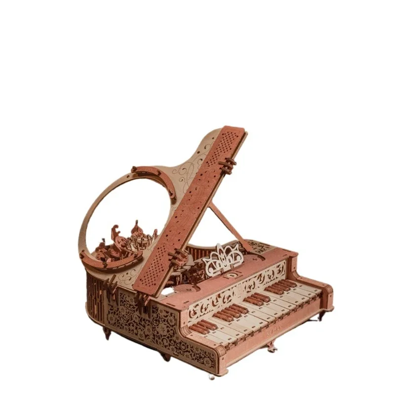 NEW Handmade DIY girl birthday creative gift wooden can play bluetooth music box building block assembly