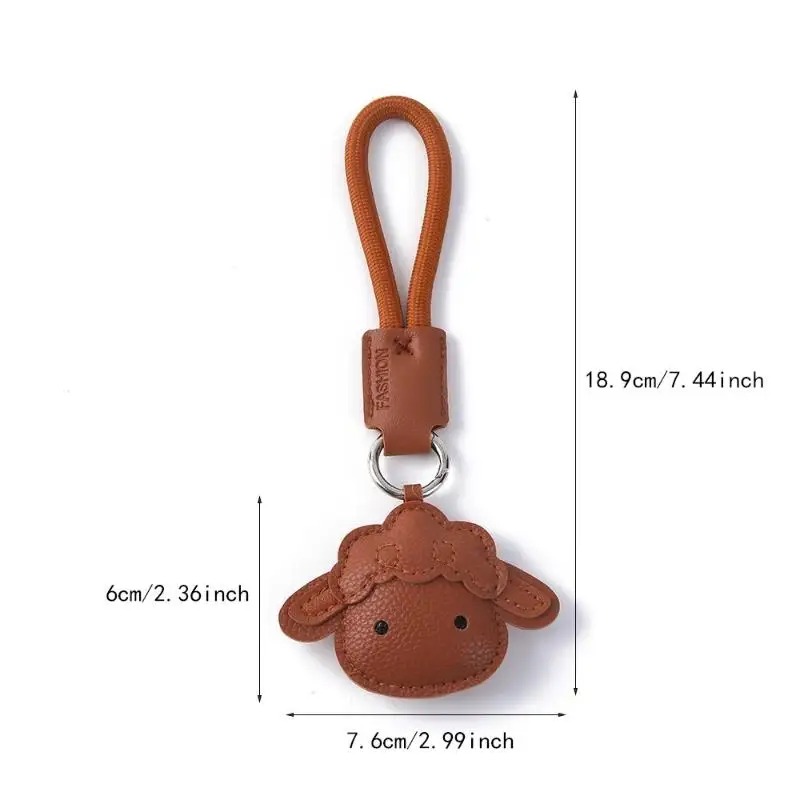 Cute Sheep Shaped PU Leather Keychain Durable Wrist Lanyard Multi Color Options For Car Keys Bag Decor Gifts