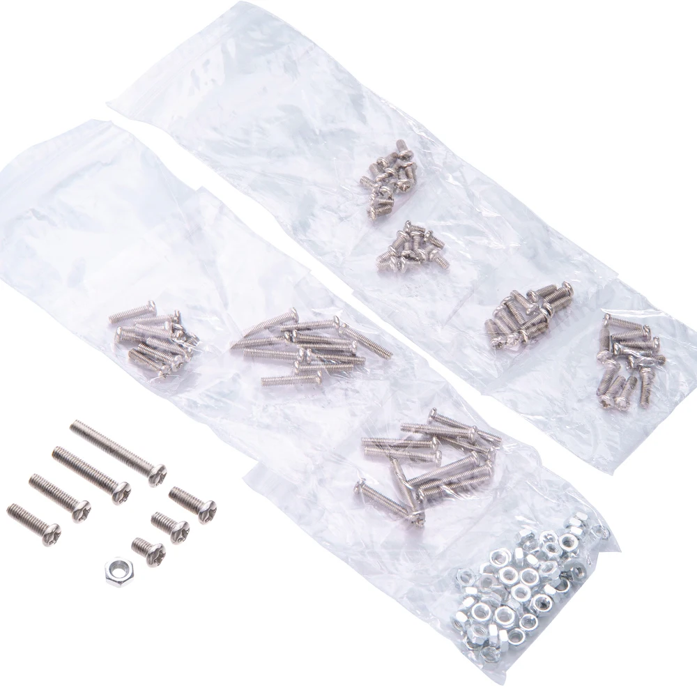 130PCS/lot M3 Screw Nut M3x5 3x6 3x8 3x12  Round Head Flat head Screw Cap Set Screws Phillips kit M3x10 mm Cap Screw M3x20 3x16