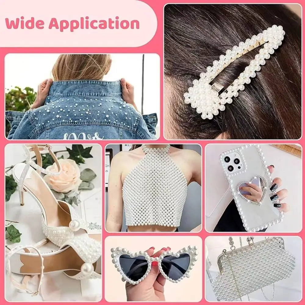 3/4/5/6/8/12MM Flatback Pearl Stickers Self Adhesive Round 3D Jewels Gems Stickers Temporary Tattoo Fashion 5