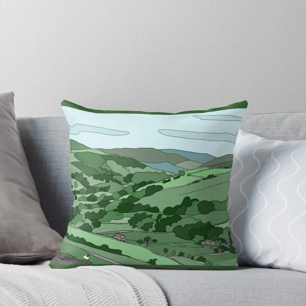 Swaledale, Yorkshire Dales, near Downholme Viewpoint - digital art Throw Pillow Anime Pillowcases For Pillows pillow