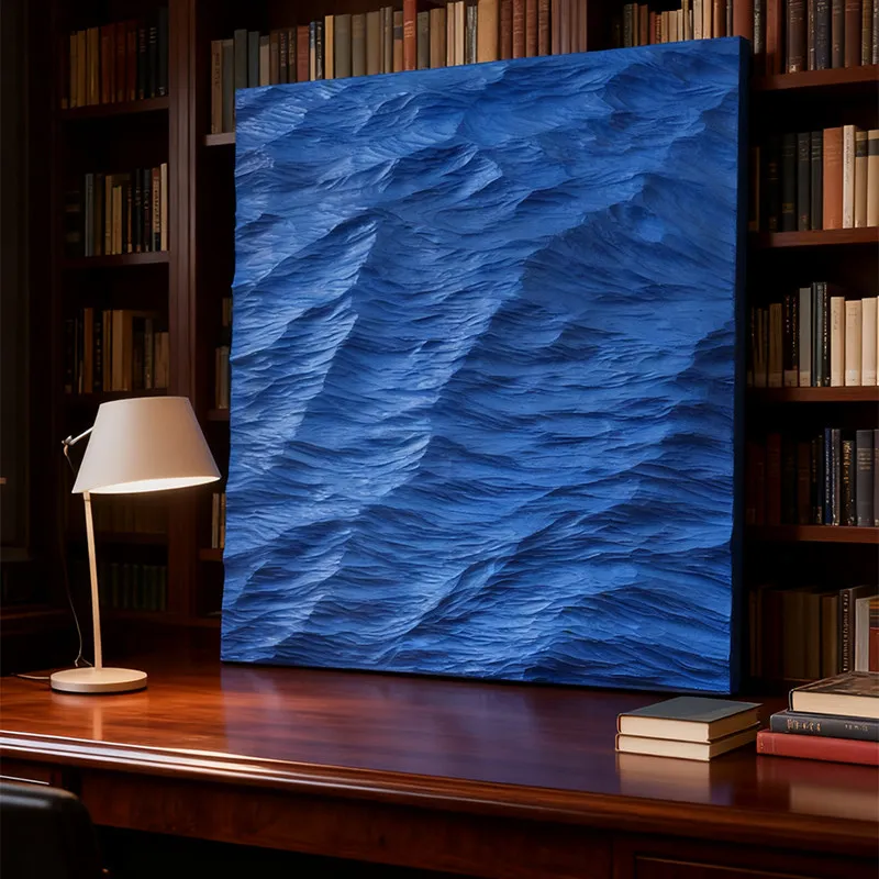 Blue Ocean Wave Painting Wall Mounted Square Decor Picture Living Room Entrance Wall Art Painting  Modern Decorative Poster