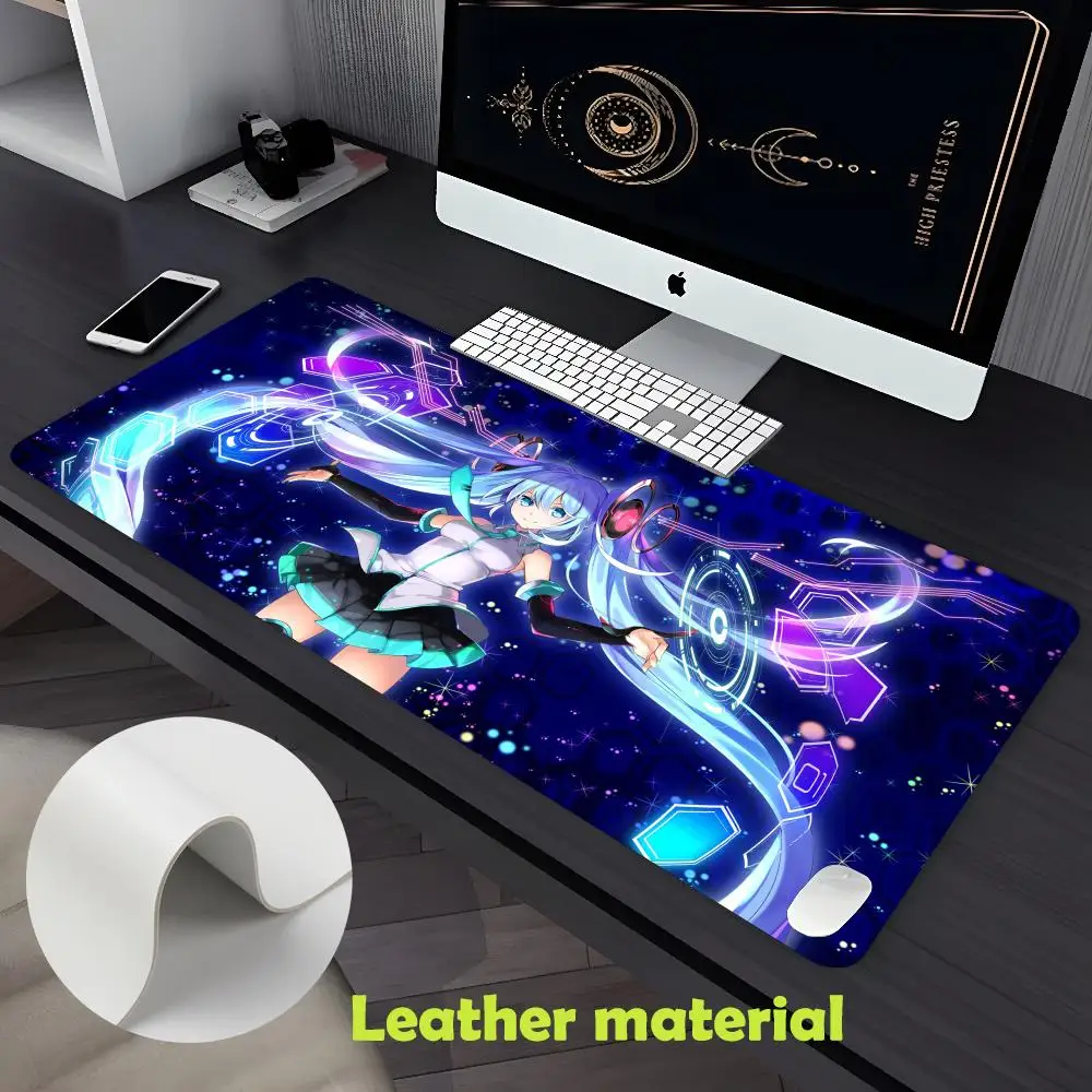 Hatsune Miku Mouse Pad Large Gaming Pad XXL Desk Mat Non Slip Double Sided PU Game Mouse Computer Leather Keyboard Mat