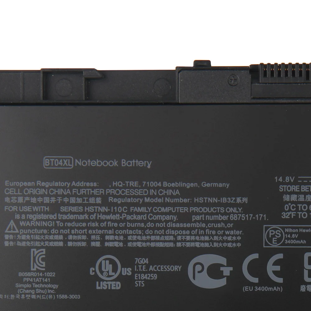 

Новый сменный аккумулятор BT04XL для HP EliteBook Folio 9470m 9480m BA06XL H4Q47AA 687945-001, 3400 мАч, аккумуляторы