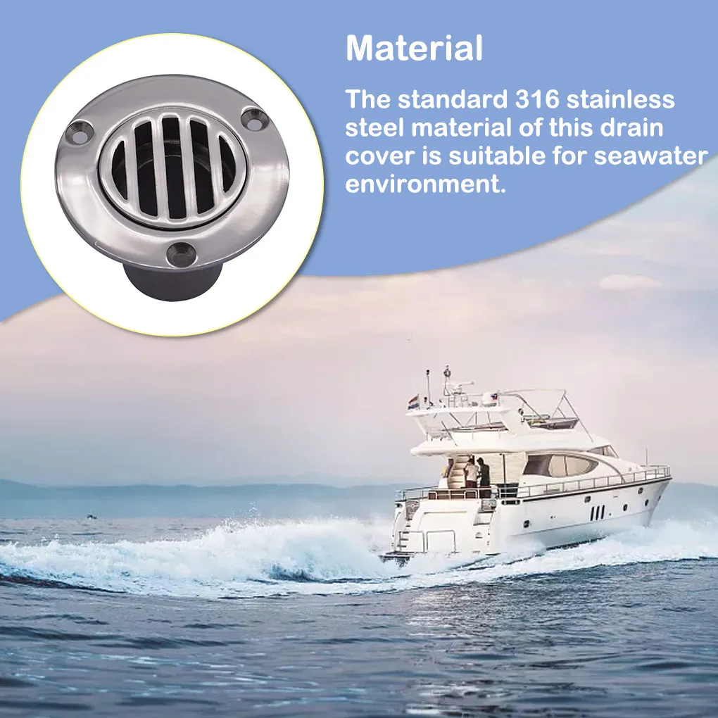 Boat Drain Cover Marine Stainless Steel Scupper Convenient Smooth Drainage Ship Yacht Deck Handware Replacement Parts