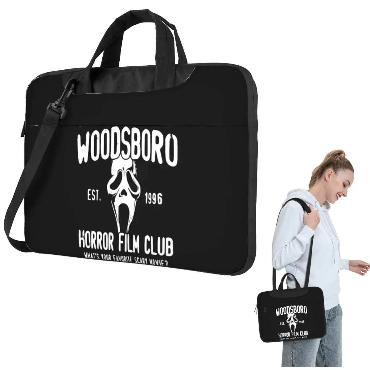 

Scream Woodsboro Film Club Crossbody Laptop Bag Case Computer Bag 13 14 15.6 Inch Notebook Pouch for Lenovo