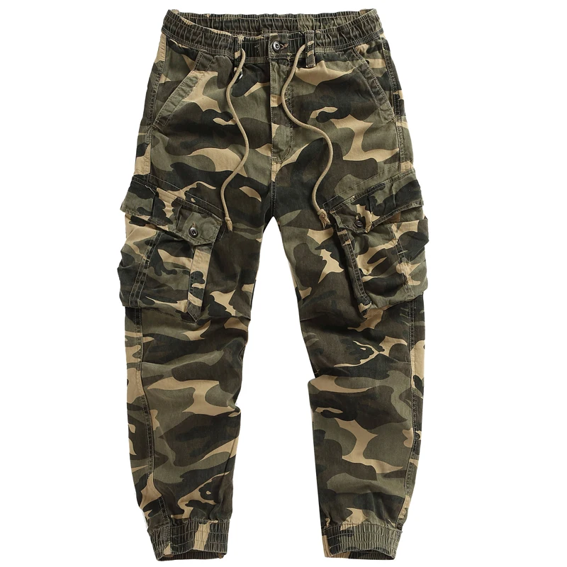 2026 Men Retro Camo Work Pants Men's Multi-Pocket Cargo Pants Spring Autumn Men Loose Camouflage Mid Waist Trousers