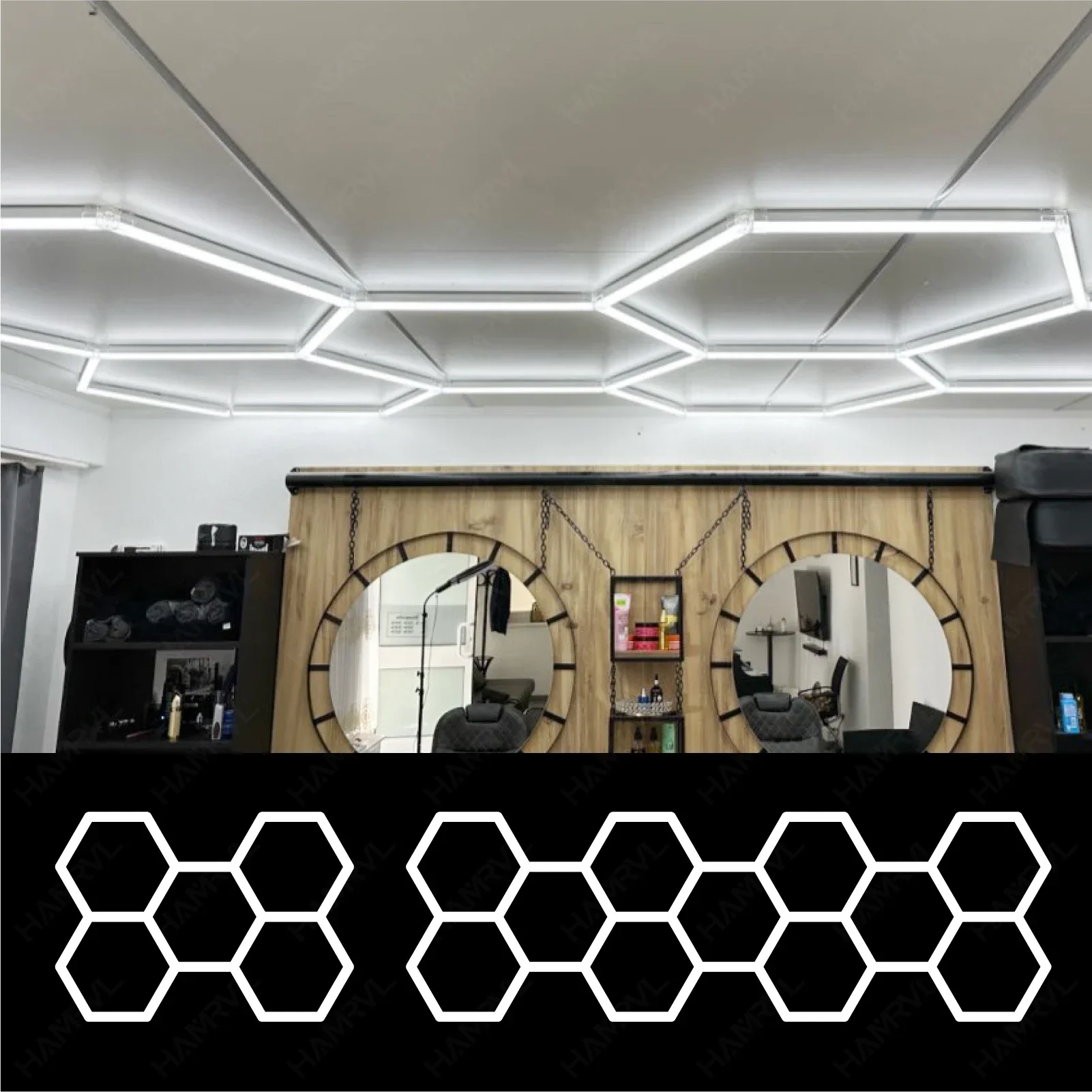 

Lighting for Garage Honeycomb Light Hexagon Lamp 110V-240V Led Tube Ceiling For Barbershop Salon Car Beauty Wash WorkShop