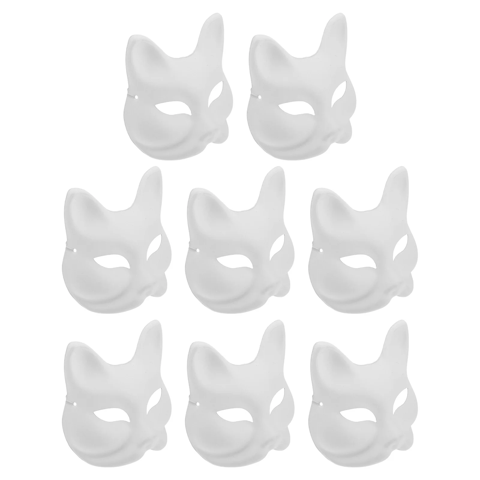 

8 Pcs Fox Pulp Mask Paper Prop Full Face Unpainted Masquerade Masks for Women Cat White to Decorate