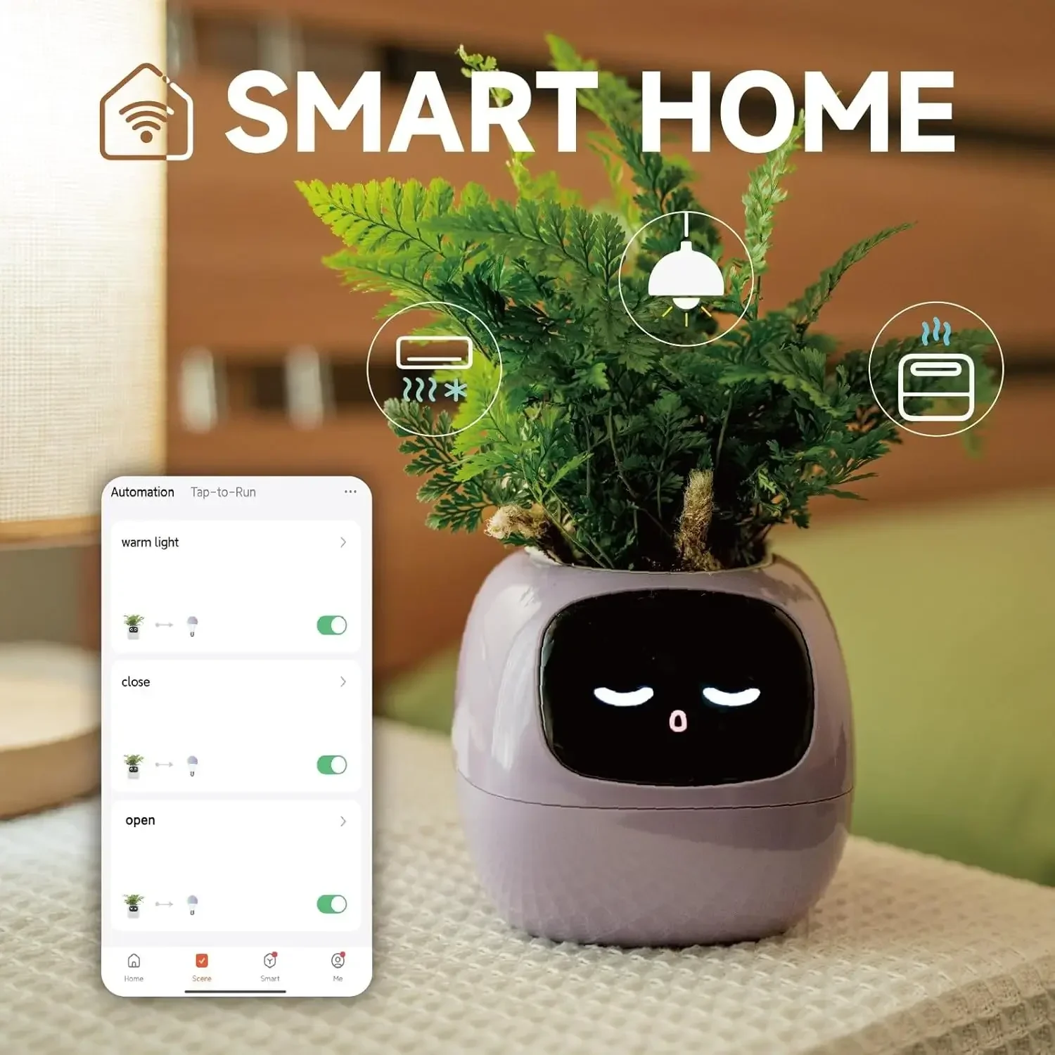 NewAutomatic Water Absorbing Flower Pot AI Sensor Digital Pet Flowerpot Plastic Mini Plant Pot Desktop Intelligent Smart Planter view 3