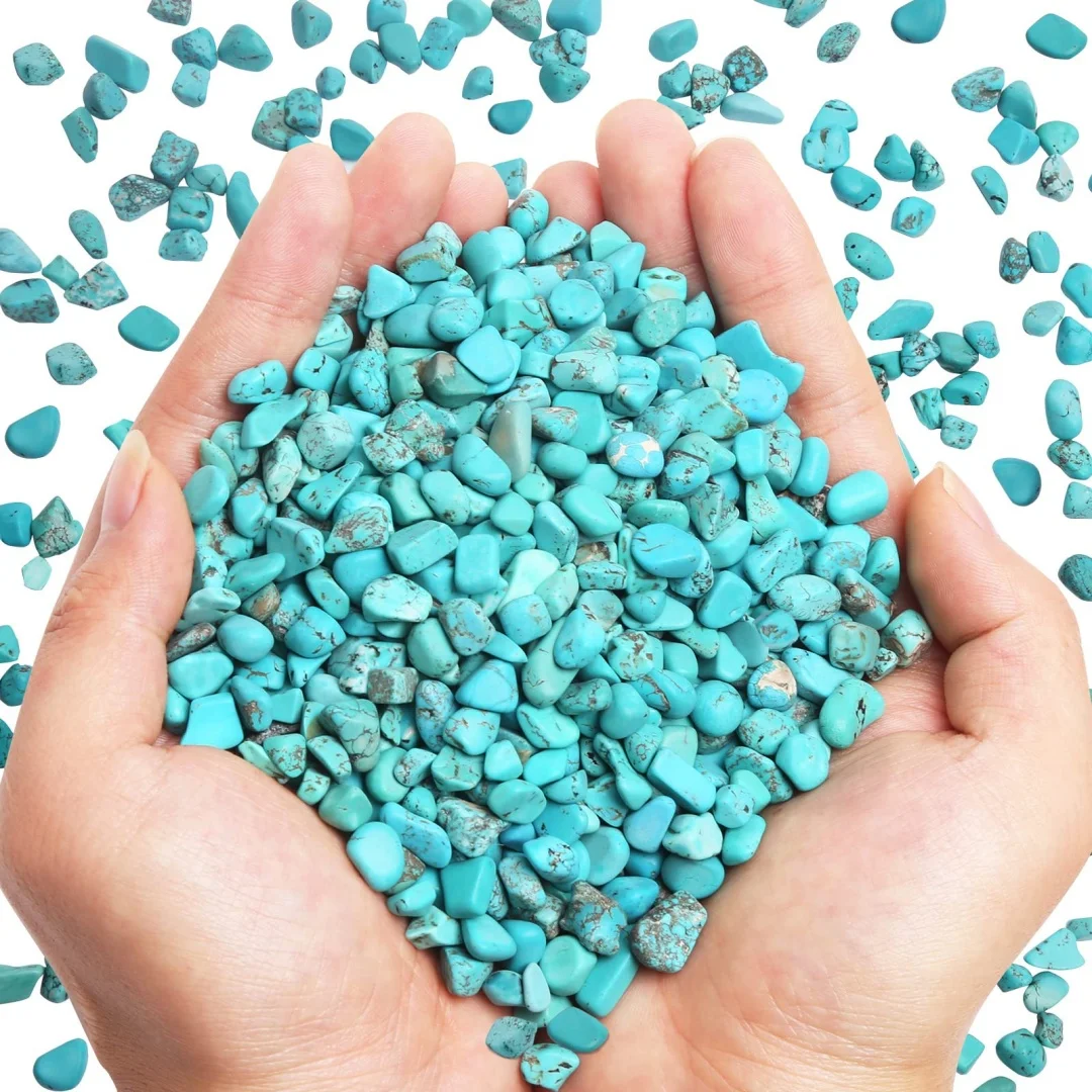 3-12mm Natural Turquoise Chips Loose Beads Tumbled Drilled, Natural Turquoise Chips, Natural Howlite Turquoise Chips