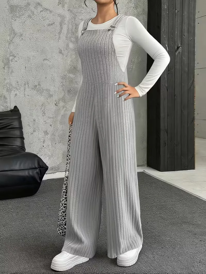 

Relaxed Overalls Casual Wide Legged Overalls Stretchable Knitted Adjustable Overalls Cargo Utilitarian Suspender Jumpsuit