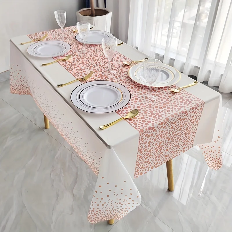 137x274cm Rectangle Wave Point Disposable Table Cover Party Tablecloth for Birthday Graduation Restaurant Wedding Decoration