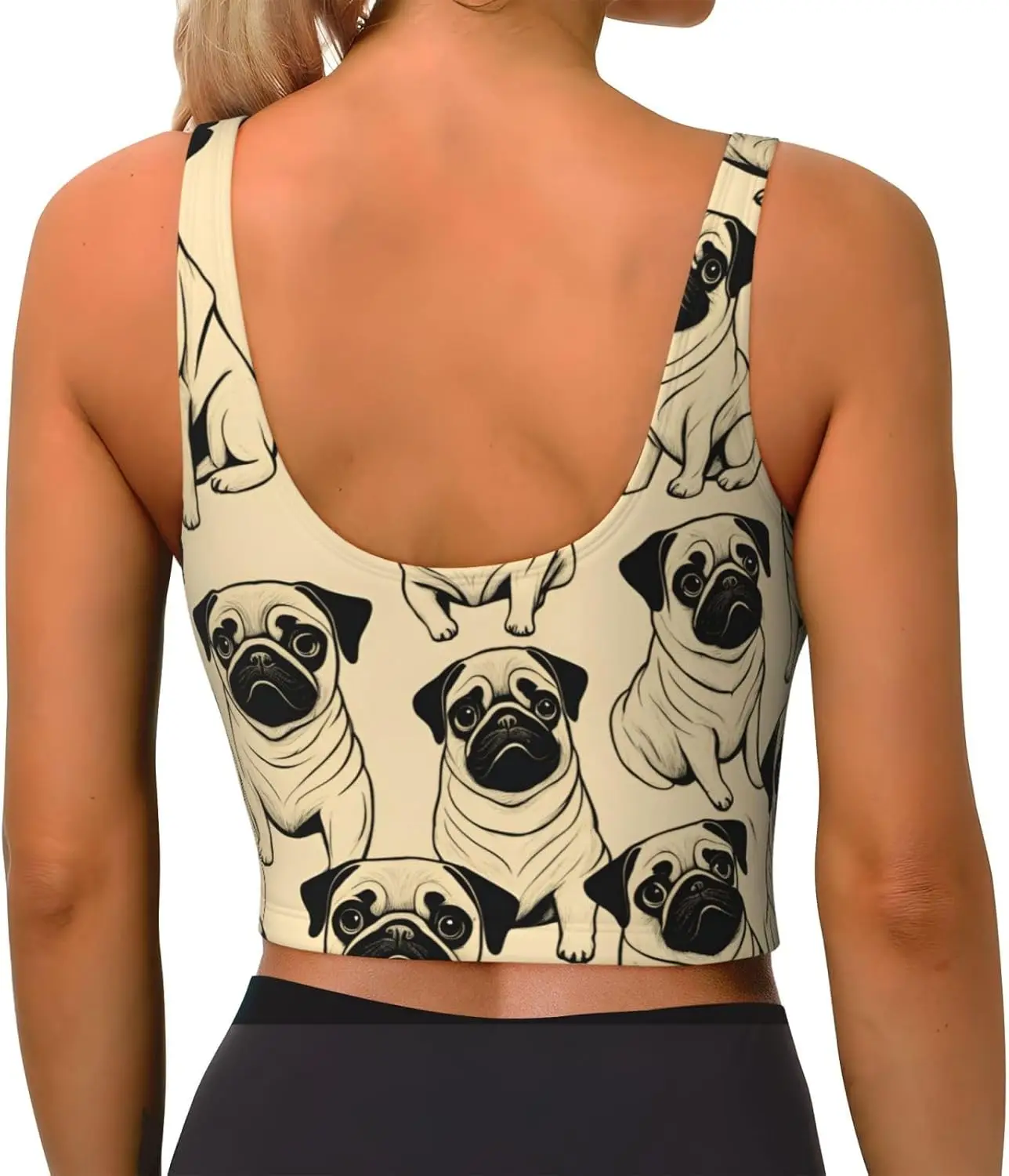 قميص بدون أكمام رياضي مطبوع عليه كلب الصلصال اللطيف للسيدات، سترة يوجا خفيفة الوزن مع حشوة قابلة للإزالة