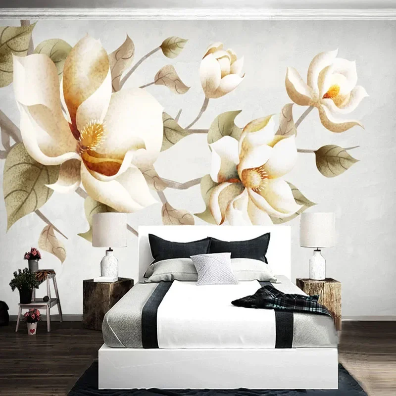 Custom Photo Wallpaper Modern Simple Hand Painted Pastoral Flowers Mural Living Room Bedroom Home Decor Papel De Parede Sala 3D