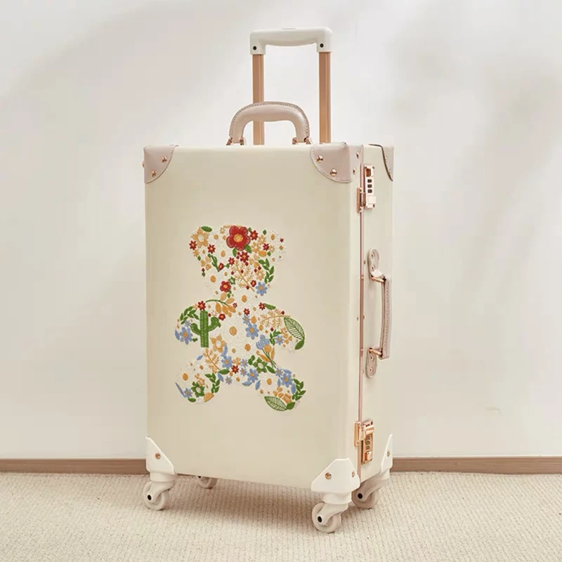 Hot!New Retro Rolling Luggage Spinner PU Leather Trolley Suitcase Borading Box Women Trolley Travel Bag Men Carry Ons Luggage