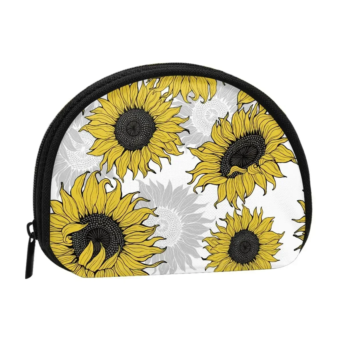 Sunflowers 3D Printing Coin Purse Ladies Shopping Portable Silver  Bag