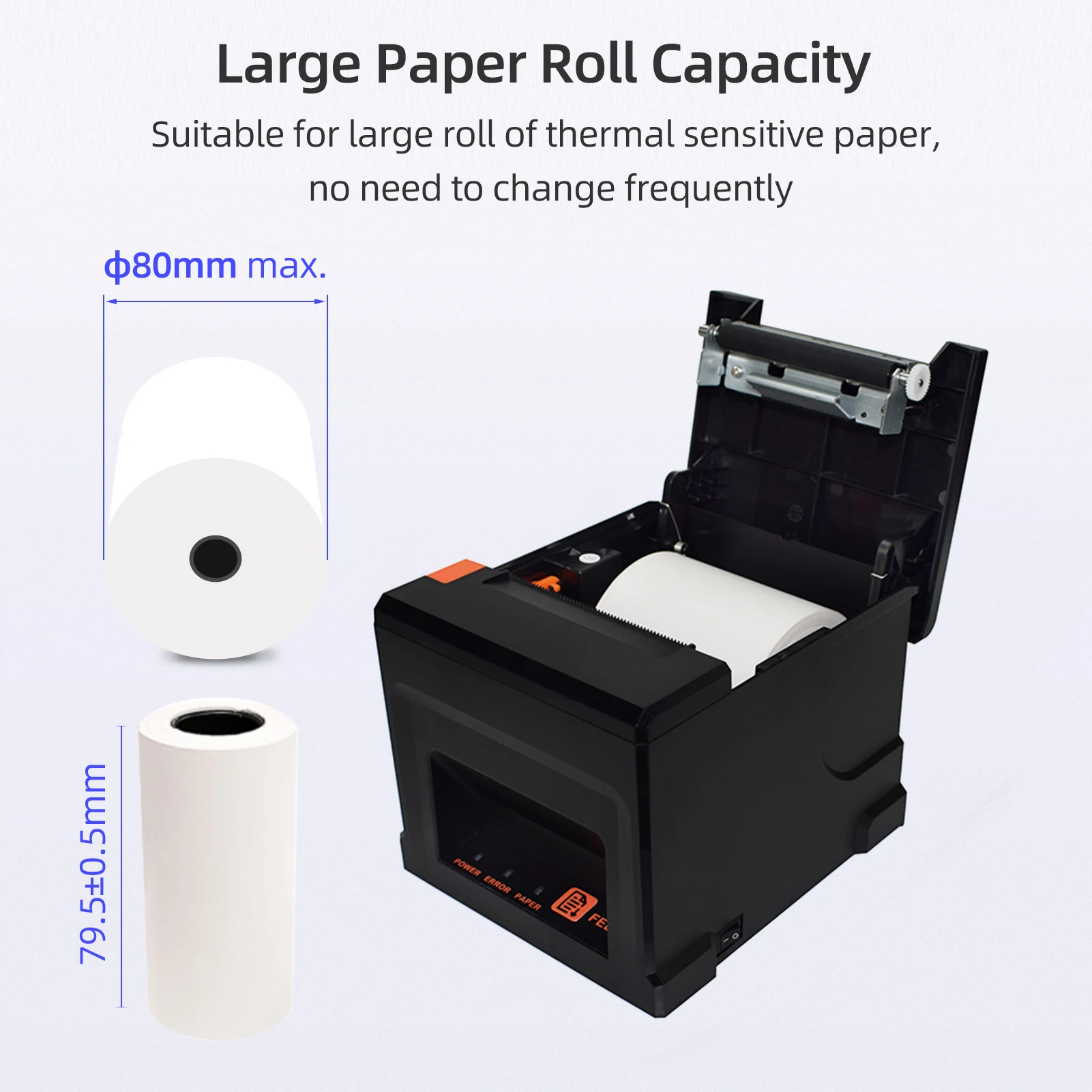 

80mm USB+LAN Receipt Printer POS Printer with Auto Cutter Desktop Direct Thermal Printing Compatible with Support ESC/POS