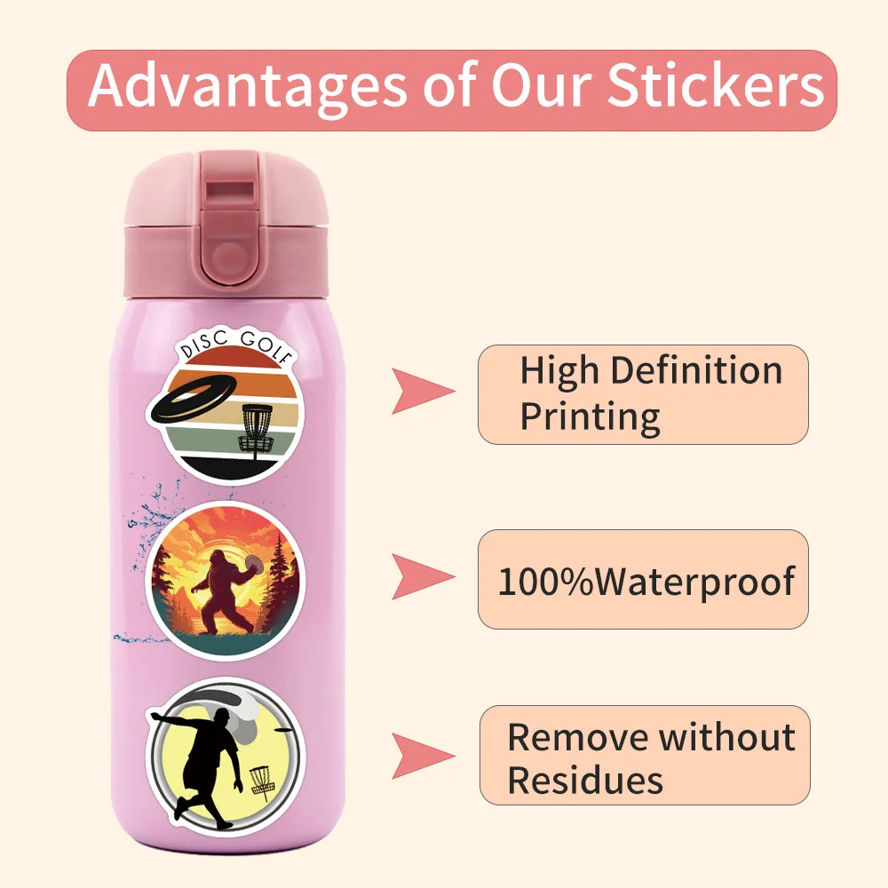 60PCS Disc Golf Funny Sports Waterproof Creative Cartoon Stickers DIY Notebook Guitar Suitcase Mobile Water Cup Toys Graffiti