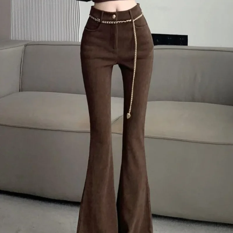 Women\'s Flare Pants Long Corduroy Female Trousers Harajuku Autumn G 90s Original New In All Medium Outfits One Size High Quality