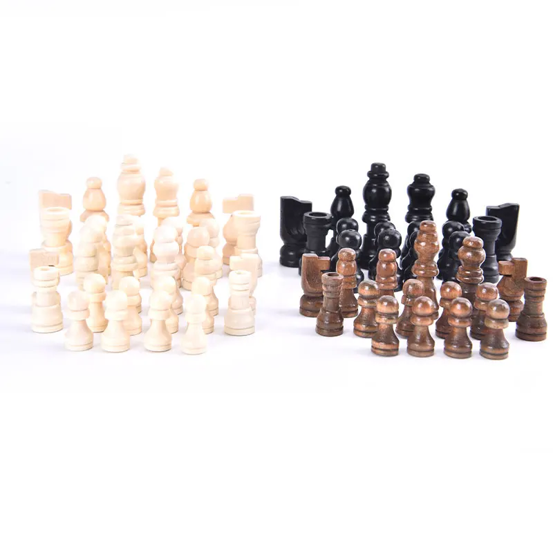 32 Pcs 1inch/2inch Wooden Chess Pieces Complete Chessmen International Word Chess Set Chess Entertainment Accessories