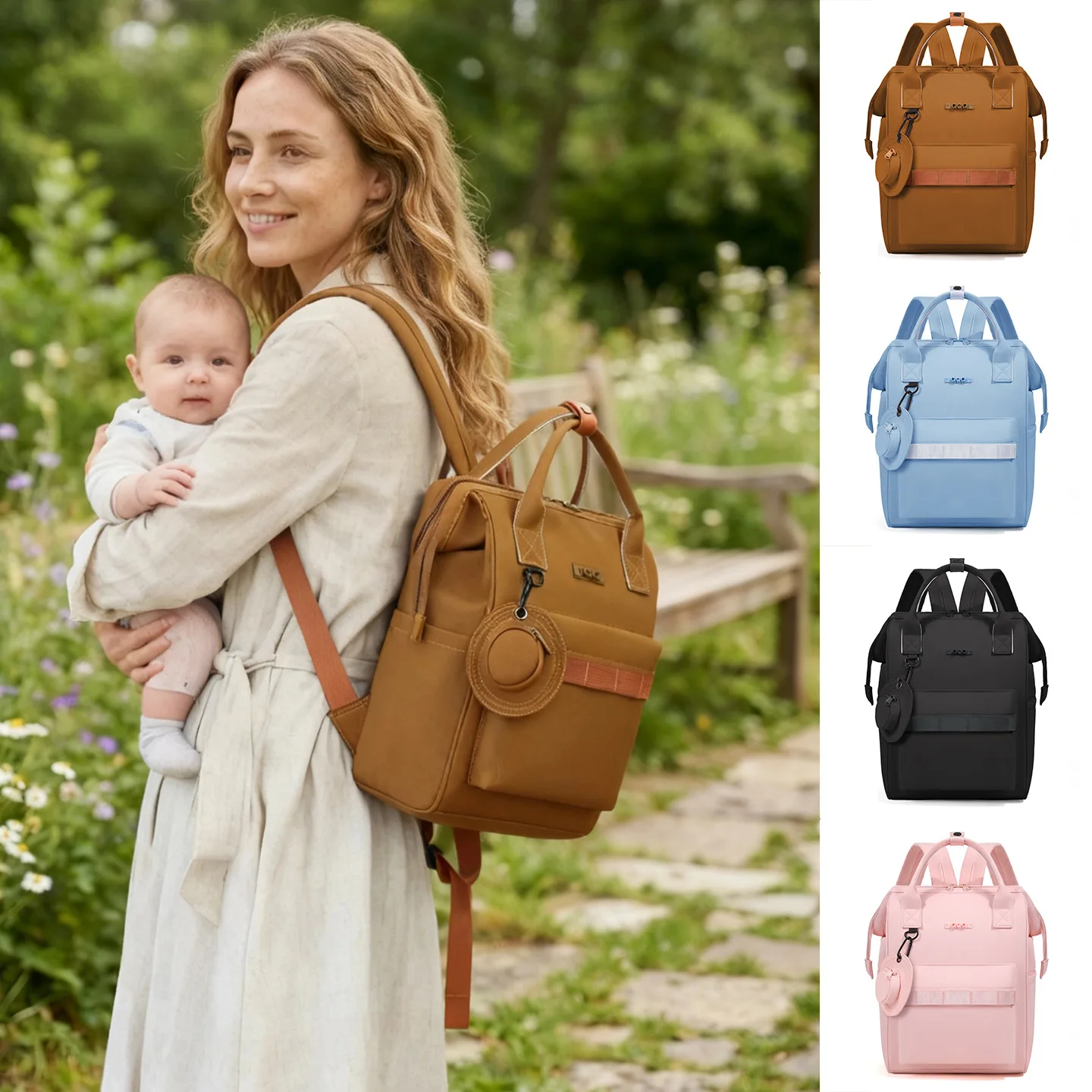 Bolsa de Maternidad Estilo Japonés, Multifuncional, con Compartimentos, Portátil, para Exteriores, Minimalista, Personalizable, Mochila para Mujer