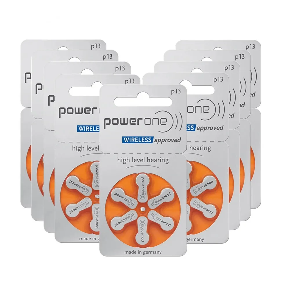 60 PCS Powerone Size 13 A13 Zinc Air Hearing Aid Batteries for BTE ITE Hearing Aids