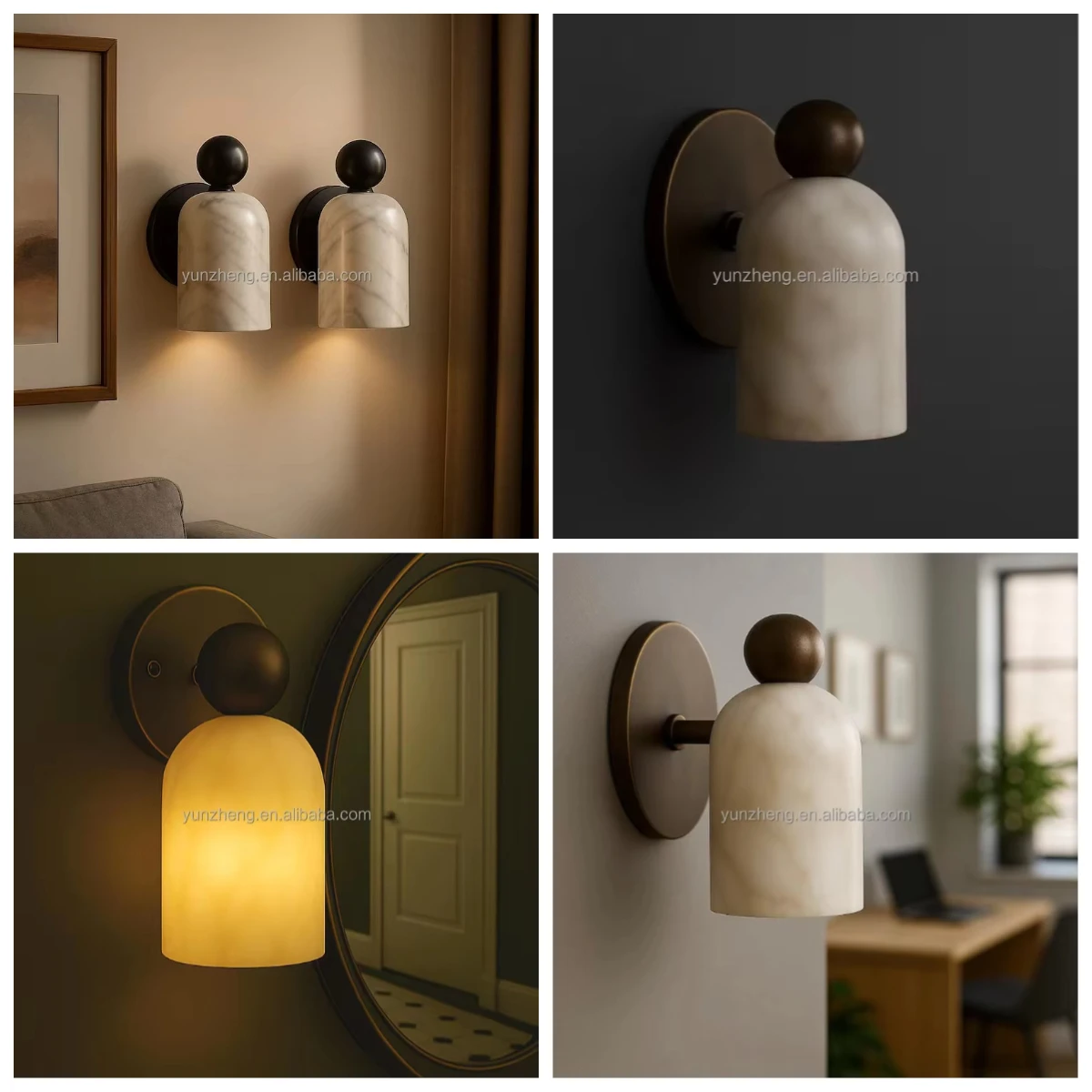 

*(2-piece set)French Minimalist Spanish Alabaster Wall Lamp Modern Villa Bedroom Bedside Corridor Balcony Hotel Decorativ