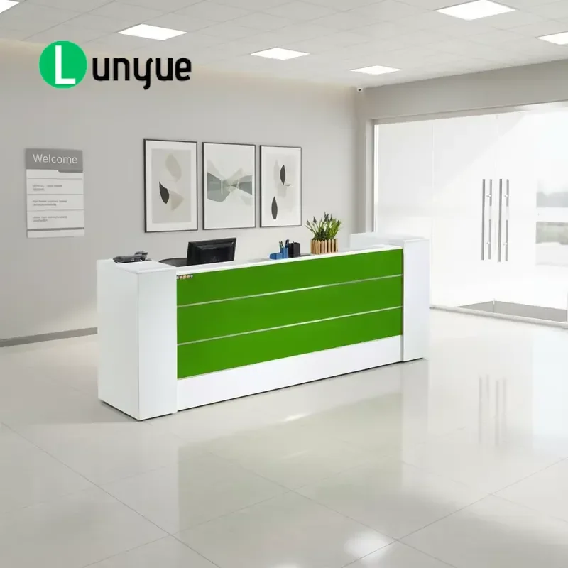 Modern Square Reception Counter for Office Building Hotel Durable Glossy Finish Front Desk with Cash Register Bar