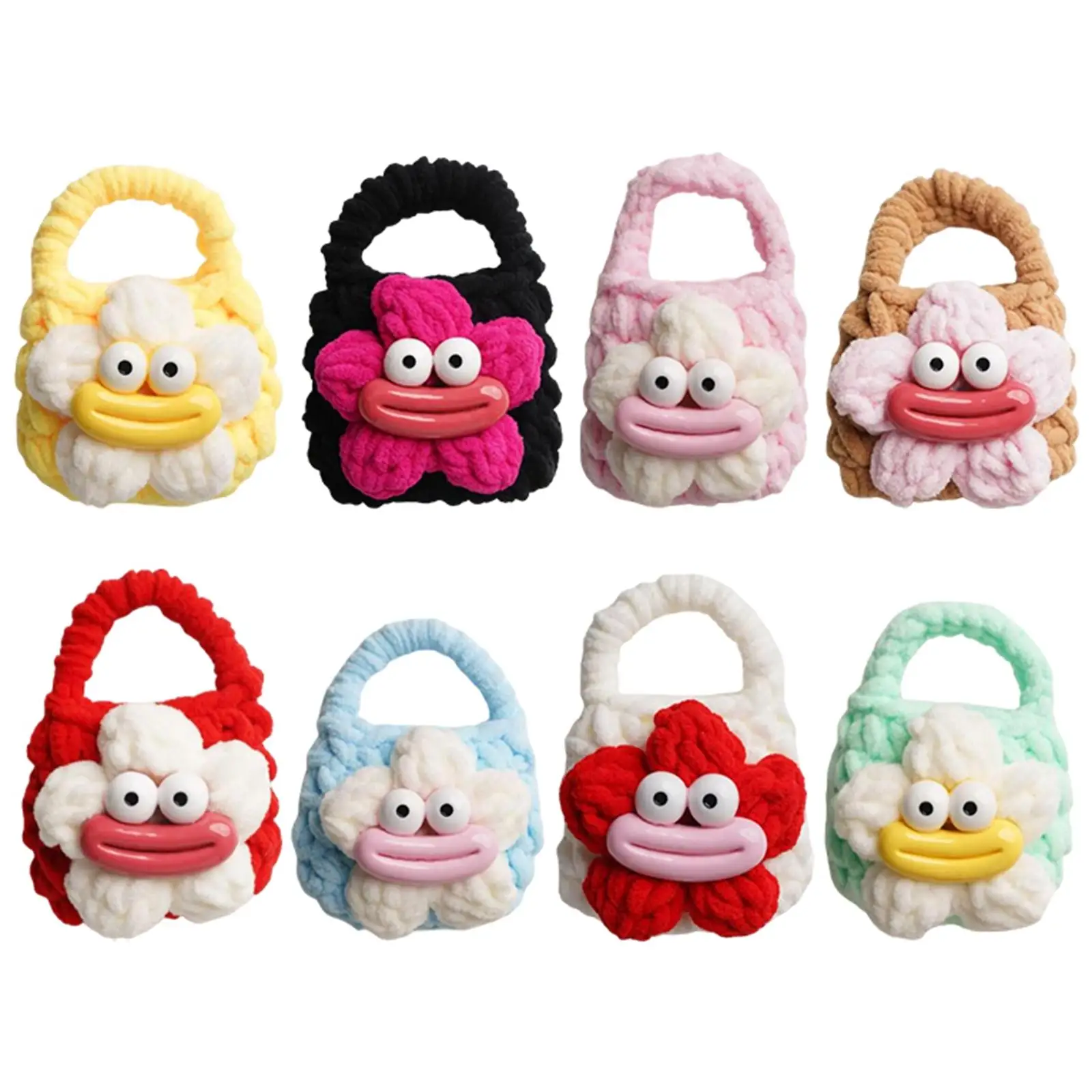 Earphone Case Cover Handmade Knitted Cartoon Cute Mini Handbag Change Pouch Earbud Carrying Case for Travel Indoor Outdoor Stage