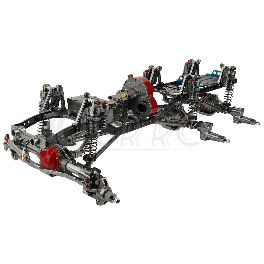 

Metal Alloy 6x6 RC Car Chassis Frame with Portal Front Middle Rear Axles Gearbox for Axial SCX10 II 1/10 RC Crawler Car Parts