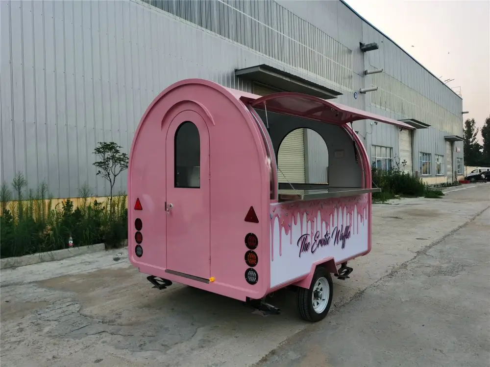New Design Multipurpose Commercial Snack Pink Food Cart With Mobile Kitchen Machine Pink Cupcake Cart