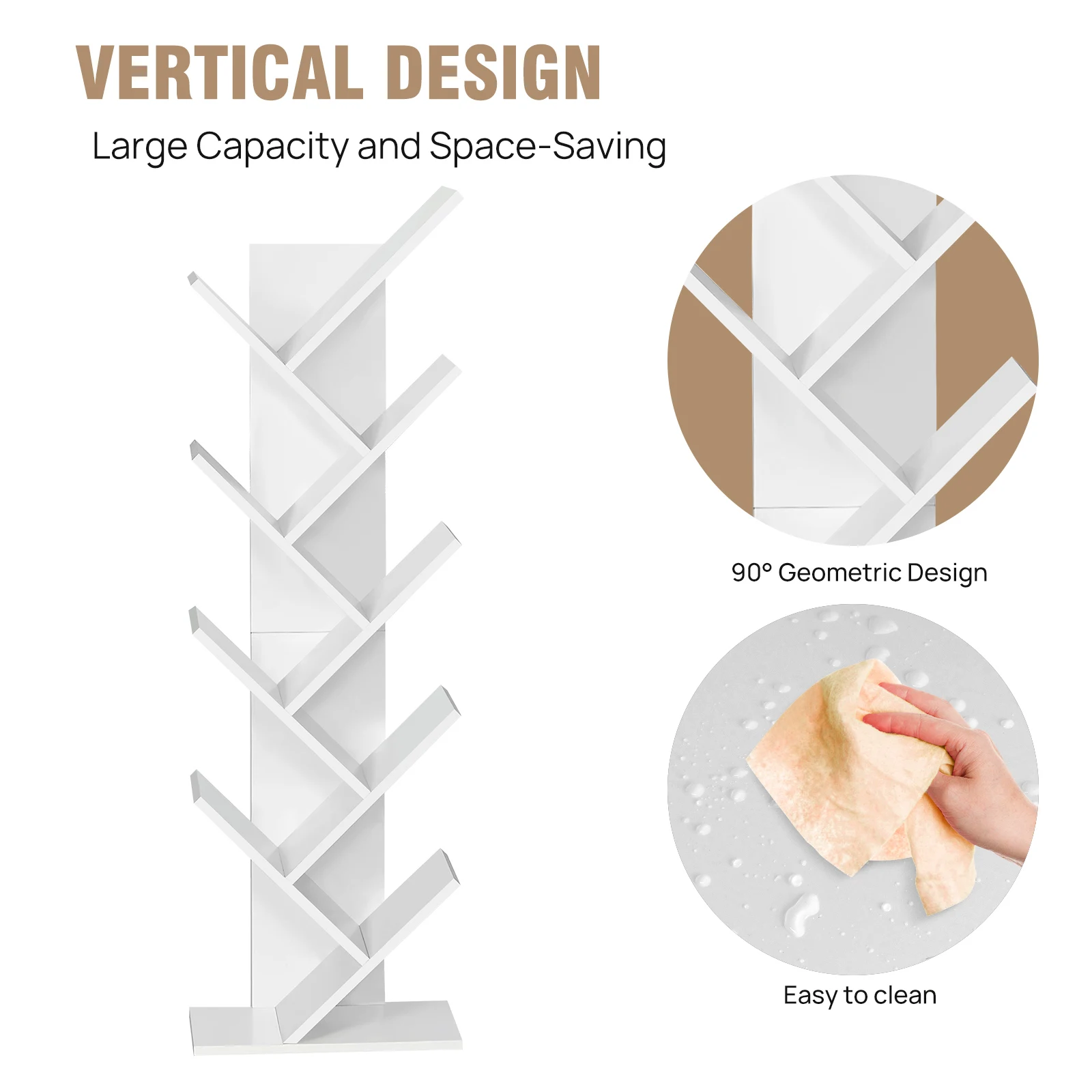 Книжный шкаф, книжная полка в виде дерева, 9-уровневая напольная книжная полка Полки для хранения в форме дерева Дисплей Стеллажи для хранения для дома
