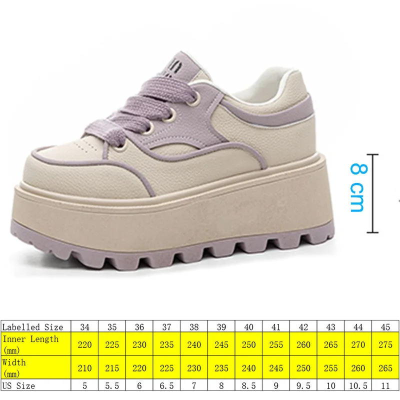 Fujin 7cm 3 Inch Platform Sneakers for Women White Shoes Heel