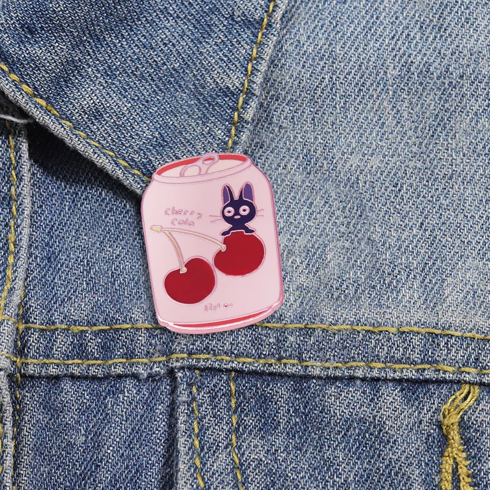 Cat Cherry Soda Cute Kawaii Anime Food Hard Enamel Pin