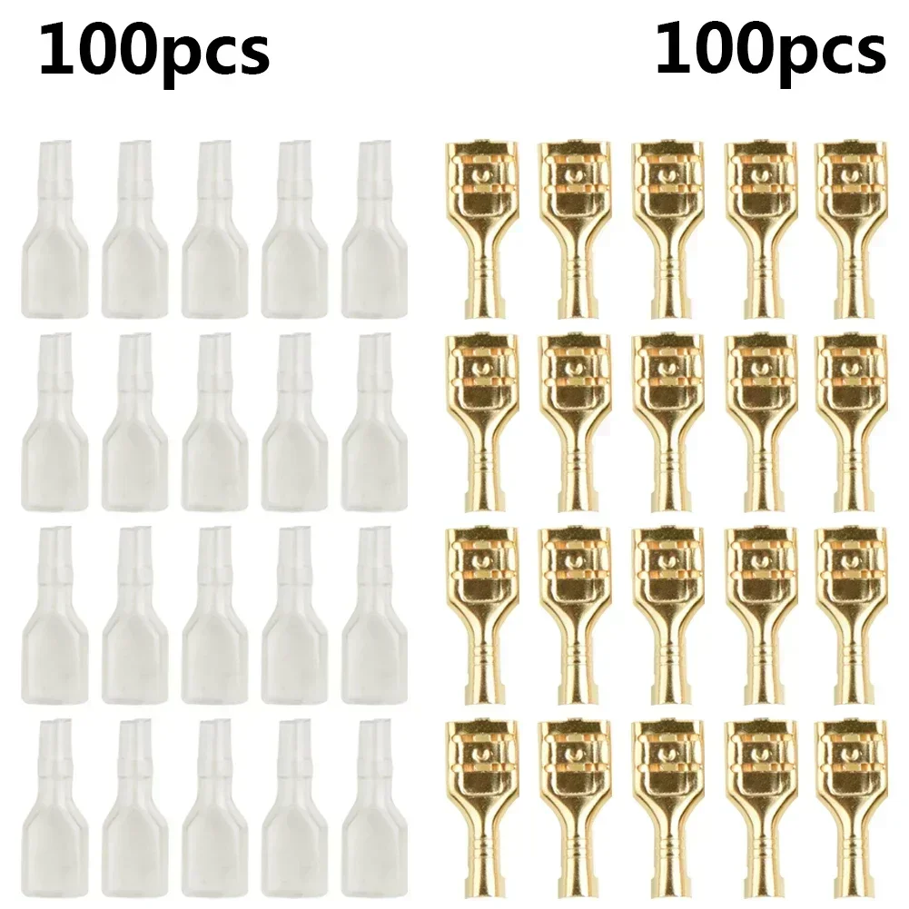 

200pcs Female Spade Insulated Wire Connectors Crimp Insulated Cable Connector Kits Electrical Terminals 6.3mm