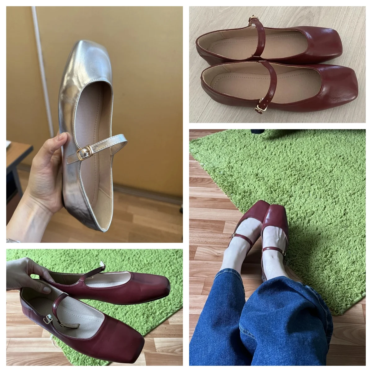 2024 primavera nuevo Retro zapatos de tacón plano para mujer moda punta cuadrada señoras Casual Mary Jane Slingback zapatos bailarina poco profunda