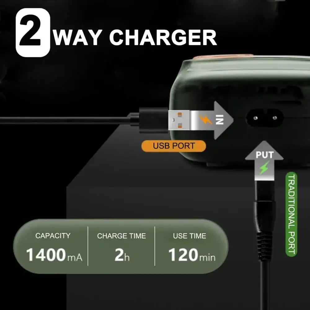 Kemei 2 in 1 Rechargeable Electric Foil Shaver Portable Cordless Men Reciprocating Razor Beard Trimmer LCD Display 1400mA Barber