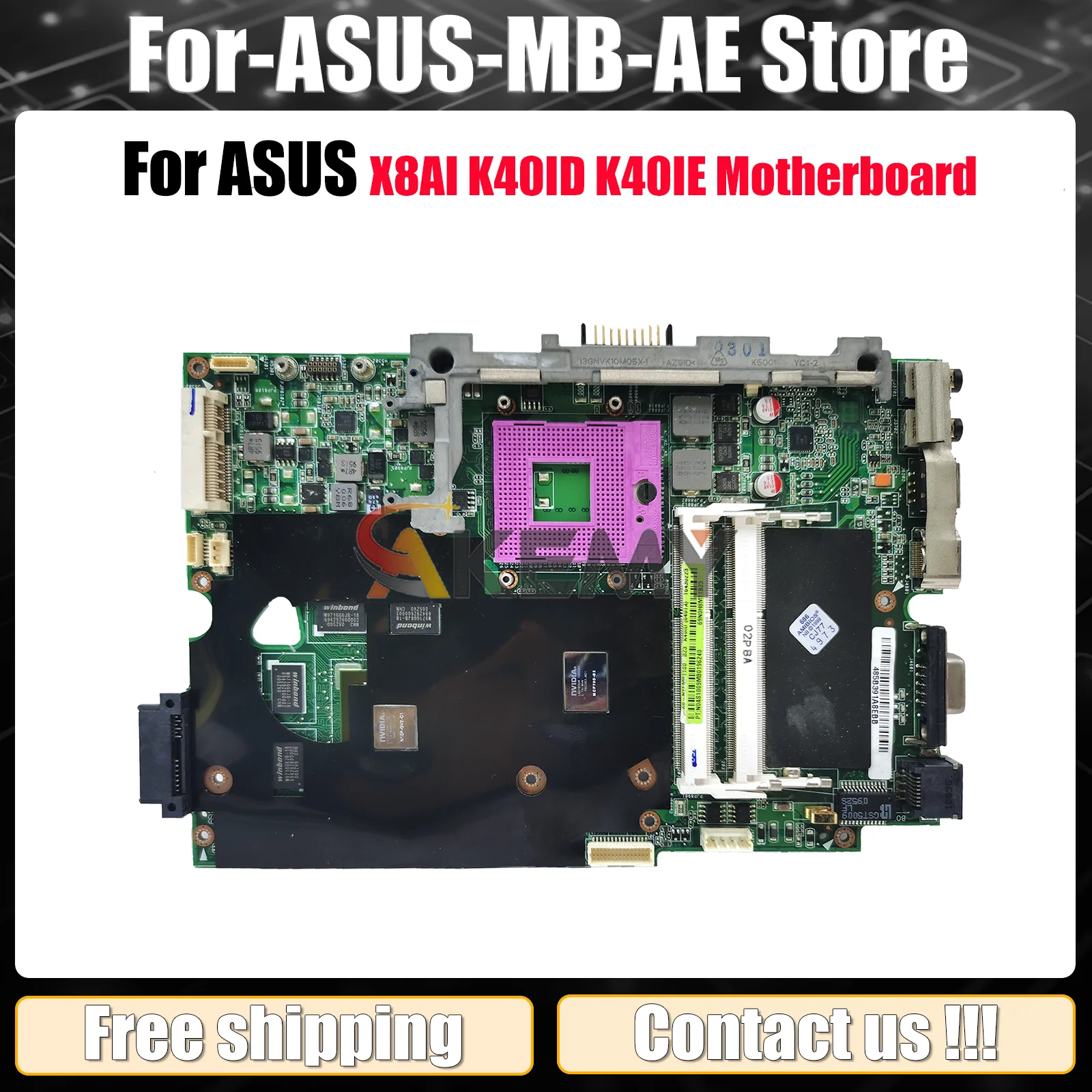 

K40ID Laptop Motherboard For ASUS X8AI K40IE K40IJ K40IN K40ID K40I Notebook Mainboard 100% tests OK fast shipping Top quality