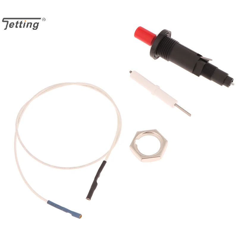 1Set Push Button Piezo Ignitor w/ Cable Spark Ignition Kit Pressing Sparking For Oven Stove BBQ Camping Hiking Kitchen Supplies