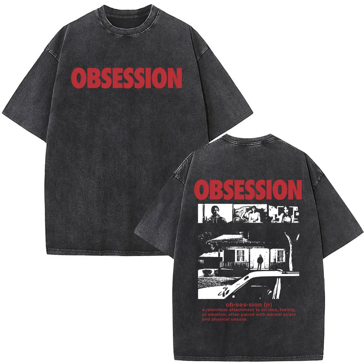 Vintage Washed Horror Movie Obsession One Wish Willow T-Shirt für Herren und Damen, modisches Gothic-T-Shirt aus Baumwolle, übergroß, kurzärmelig – Detail 5