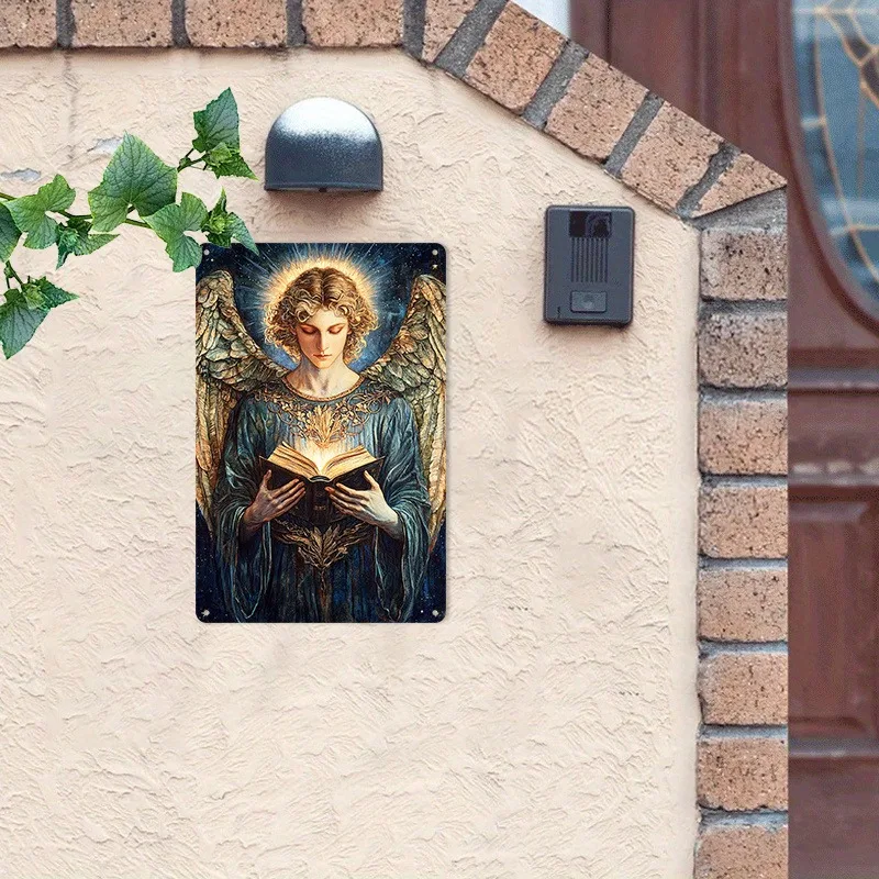 Angel Uriel Inspirational Aluminum Metal Wall Art, 7.9x11.8/11.8x17.7 Inch Metal Sign for Home Garage Bar Cafe