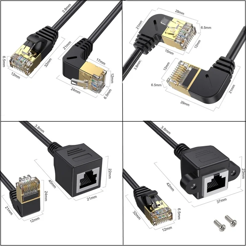 

Gold Plated Crystal Elbow Ethernet Cable CAT8 40Gbps Network FFTP Internet For Laptop PS 4 Router RJ45 Cable Home Ethernet
