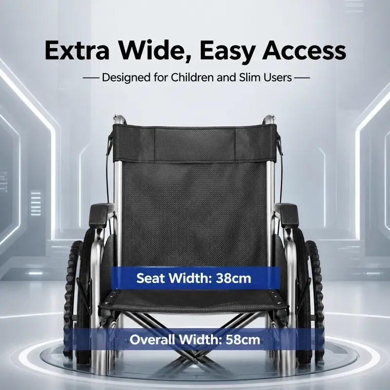 Folding Lightweight Wheelchair Narrow Door Portable Manual Hand Push Scooter for Elderly Disabled Adults and Children