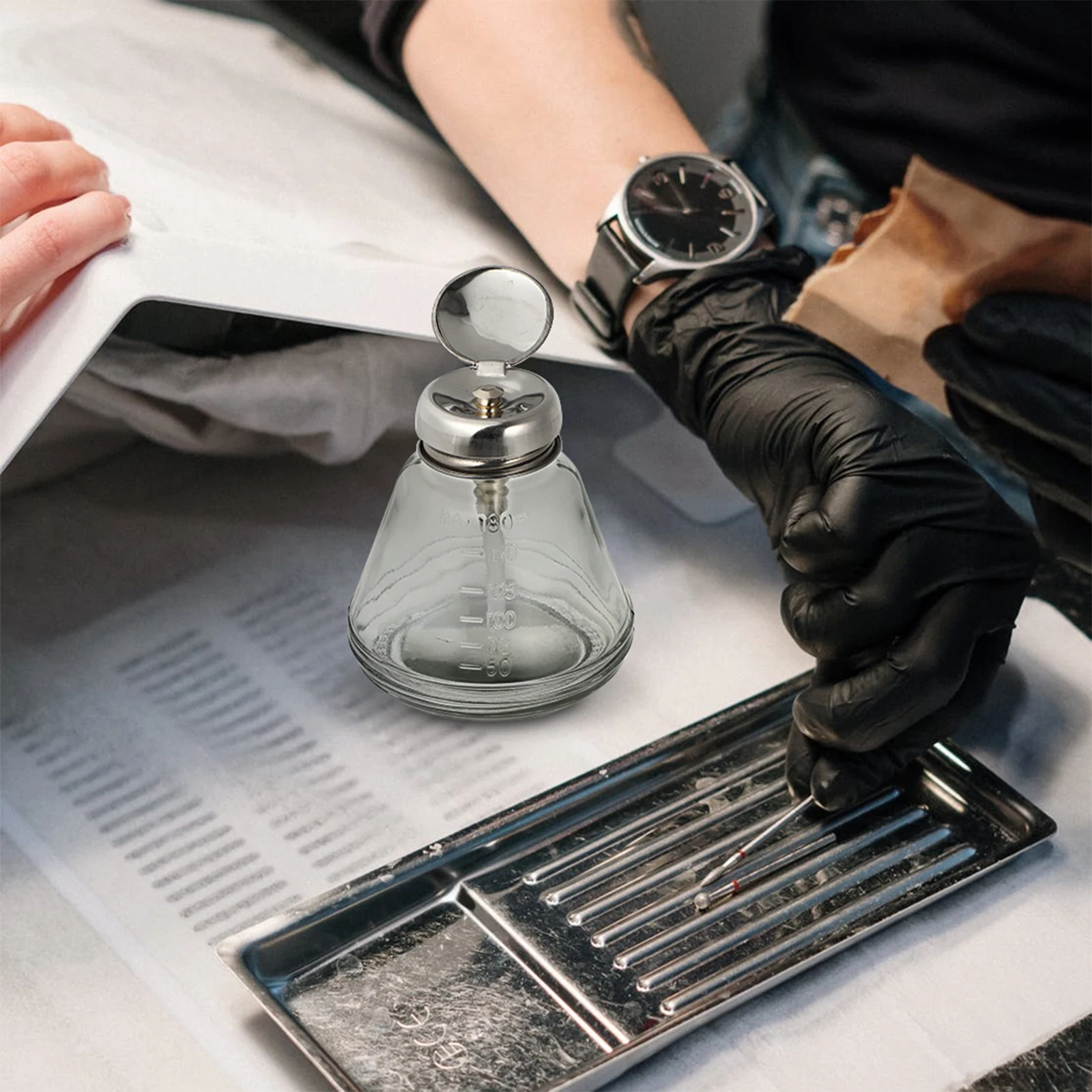 زجاجة مزيل طلاء الأظافر ذات سعة كبيرة، موزع من نوع الضغط قابل لإعادة الاستخدام مع إغلاق ضيق بفم واسع للصالون والاستخدام الشخصي #6