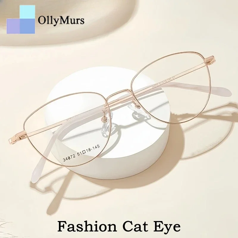 

Очки OLLYMURS Cat Eye Metal для женщин, ультралегкие, в стиле ретро, модные, с оптической коррекцией, оправа Violat, очки для зрения